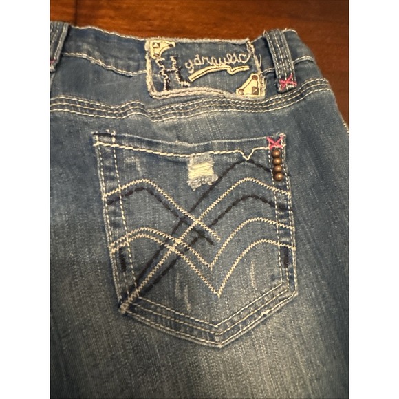 Hydraulic Distressed Jeans Women's Size 5/6 Med Wash Bootcut Embroidered Pockets - Picture 10 of 11